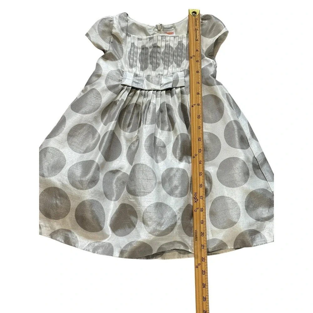 Gymboree Gray‎ Pewter Holiday Gems Pin Tucked Polka Dot Dress Size 2T